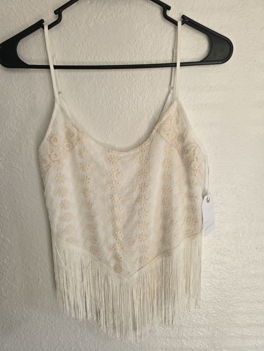 Coco and Jameson cute halter top with fringe Sz XS NWT Boho summer shirt